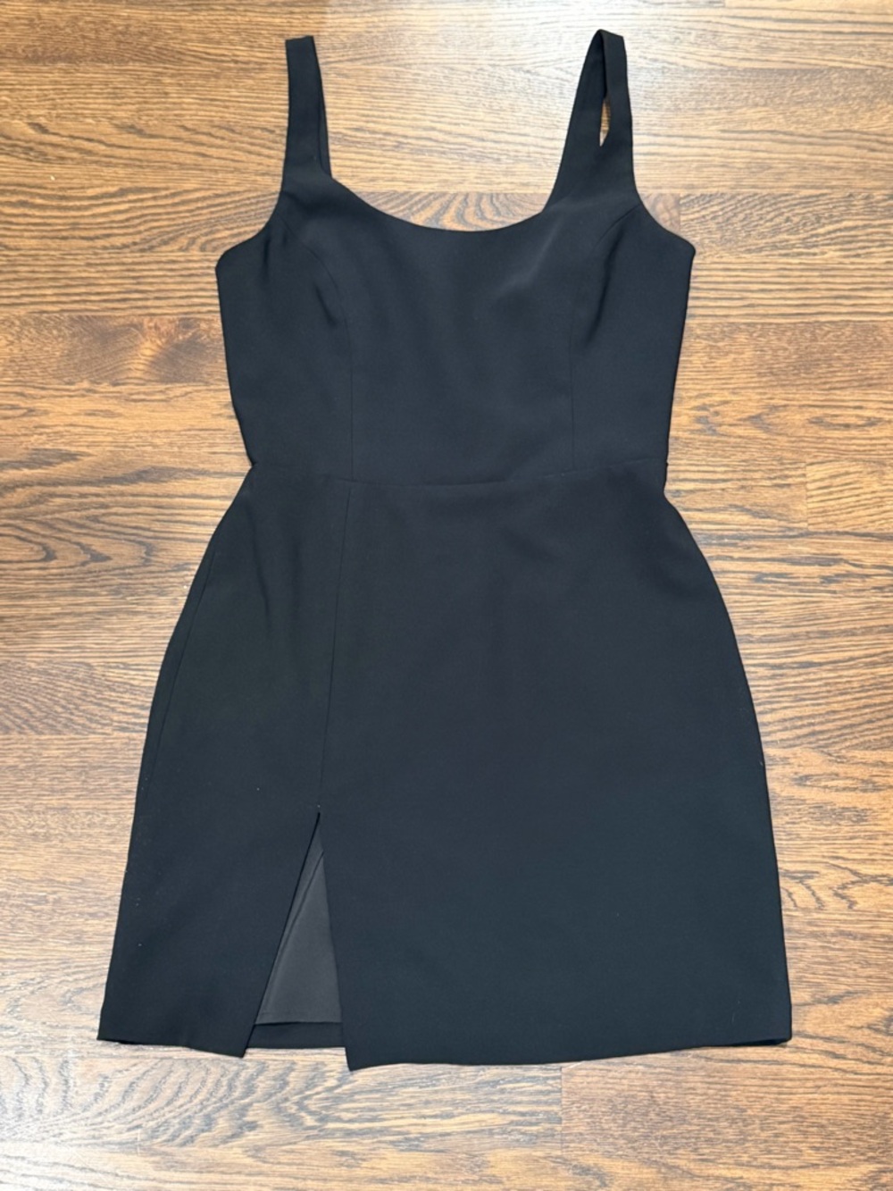 Amanda Uprichard Black Mini Dress Sleeveless Scoop Neck Sheath Side Slit Size S